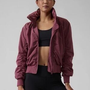 Athleta Women's Jetset Burgundy Bomber jacket size XL